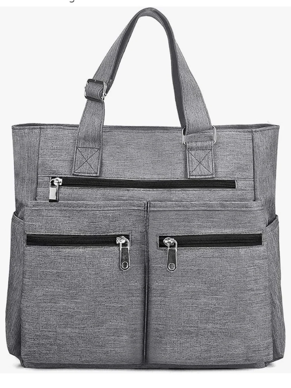 Gray nylon/canvas Tote Multi-Pocket Travel & Work Tote
